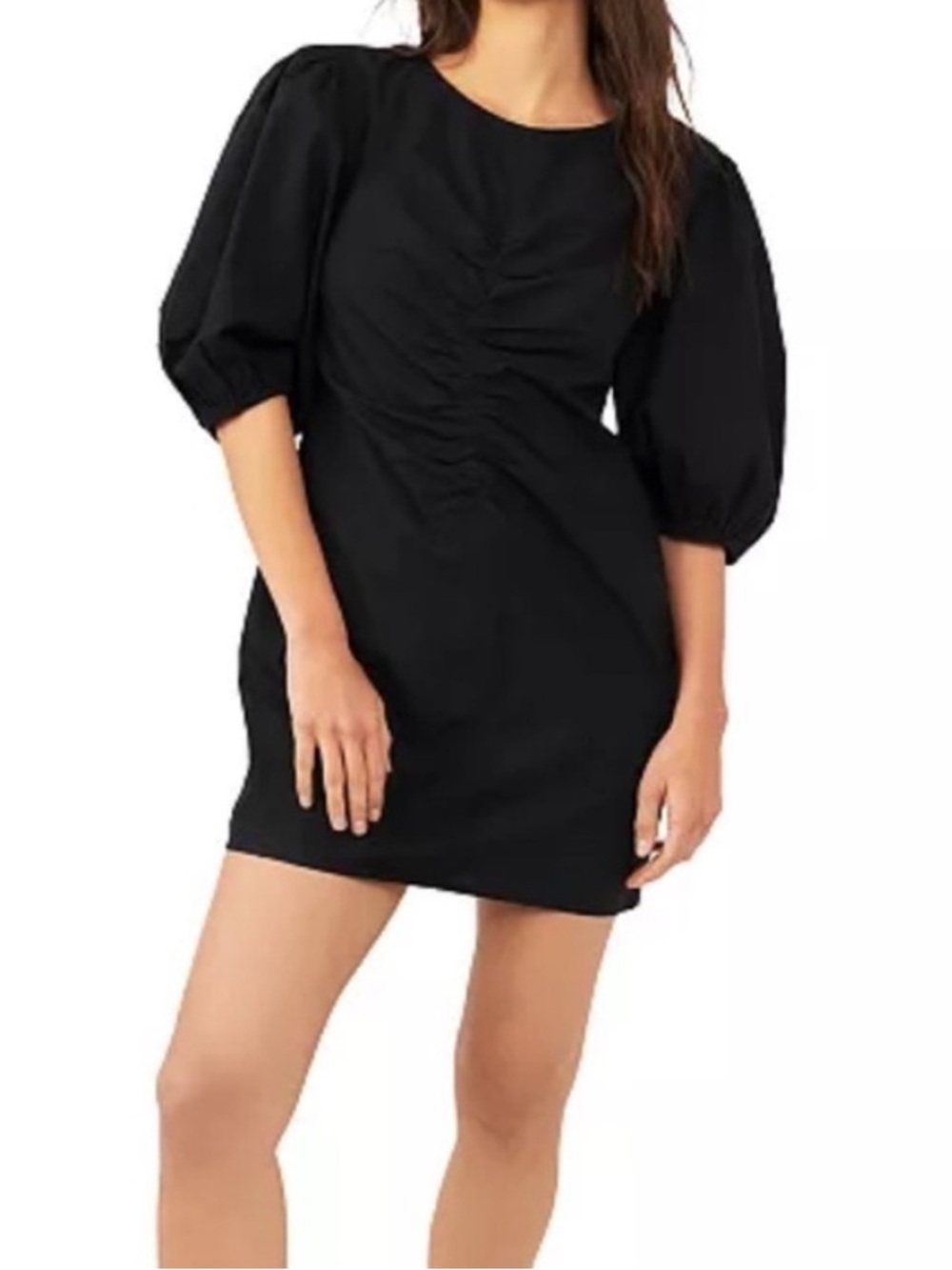 Black Puff-Sleeve Mini Dress